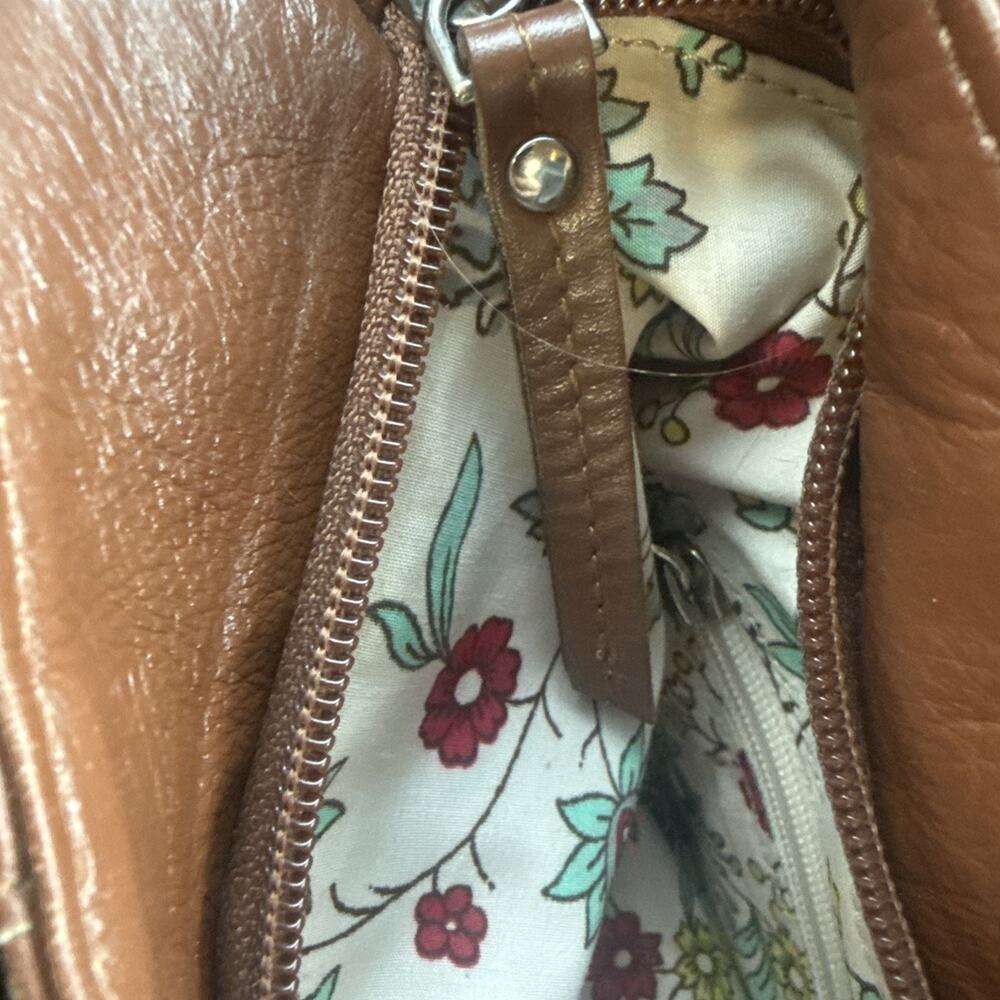 Latico Brown Large Tote Zip Closure Floral Multicolor Lined Pockets Gold - Picture 4 of 7